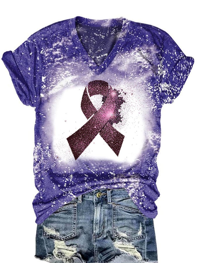 Women's Casual Ribbon Print Short Sleeve T-Shirt
