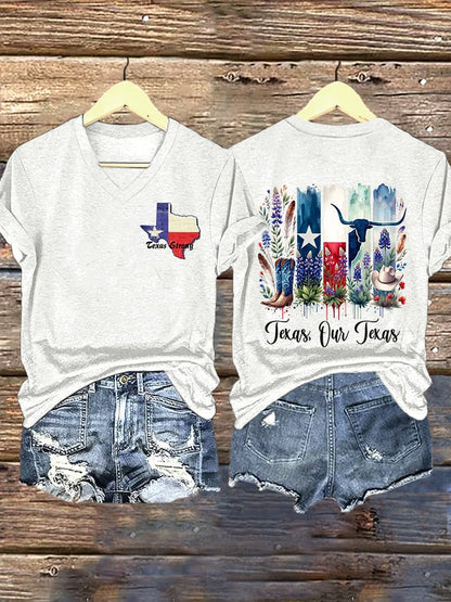 🙏💔Join us in praying for Texas.🙏V-Neck Retro Texas Strong Texas Our Texas Print T-Shirt