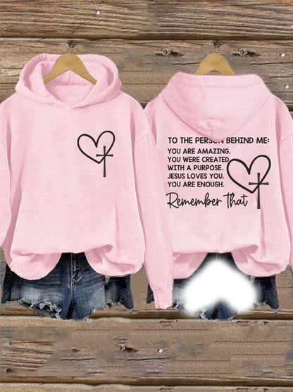Women's Dear Person Behind Me Christian Print Casual Hoodie