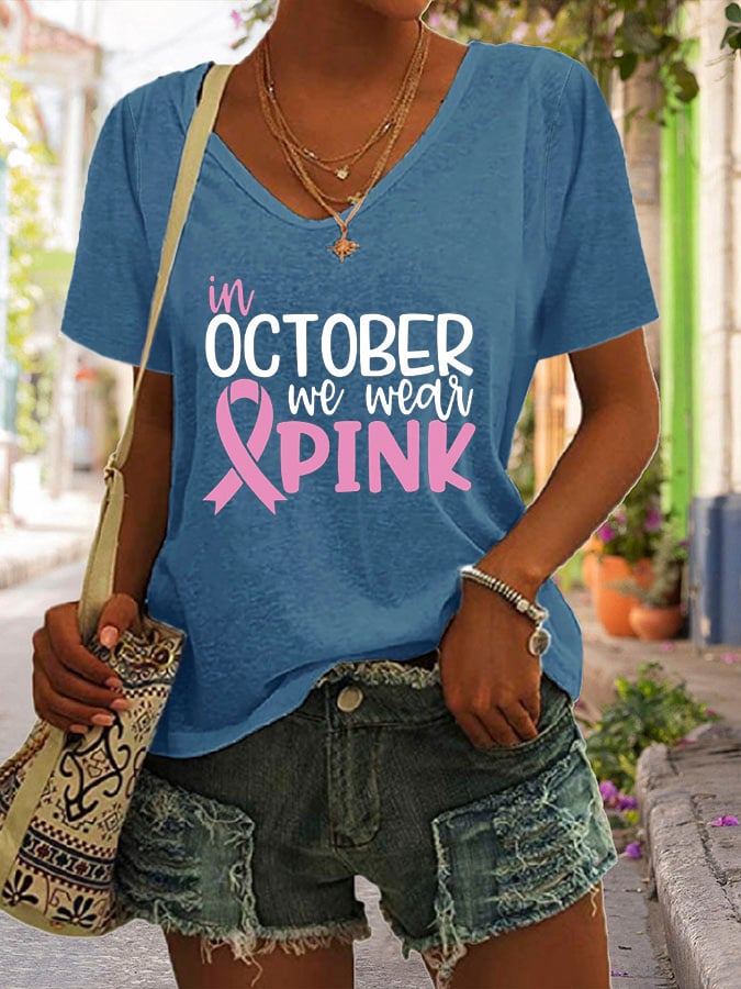 Women's In October We Wear Pink Short Sleeve T-Shirt