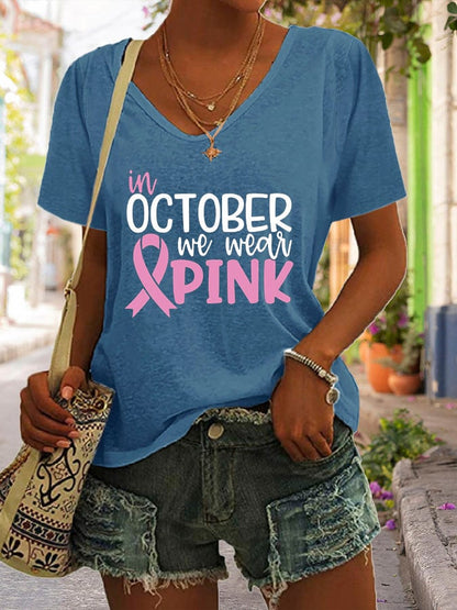 Women's In October We Wear Pink Short Sleeve T-Shirt