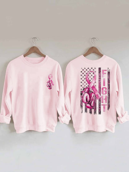 Women's Fight Breast Cancer America Flag Sweatshirt