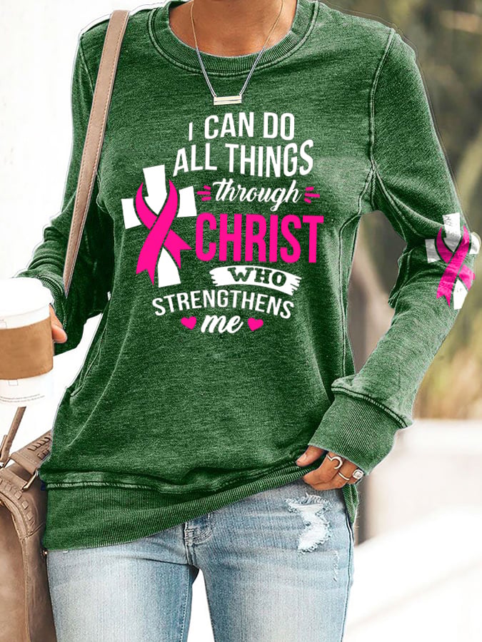 Breast Cancer Women's Casual Printed Long Sleeve Sweatshirt