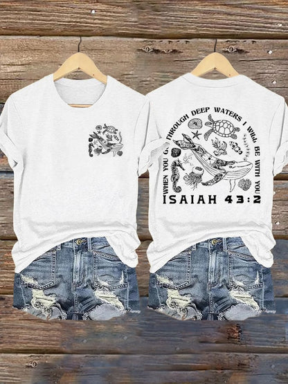 🙏💔Join us in praying for Texas.🙏Women's When You Go Through Deep Waters, I Will Be With You. Isaiah 43:2  Faith Printed T-Shirts