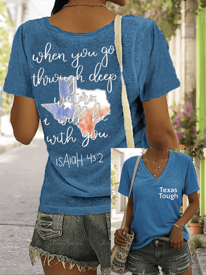 🙏💔Join us in praying for Texas.🙏V-Neck Retro Texas Strong The Stars At Night Are Big And Bright Deep In The Heart Of Texas Print T-Shirt
