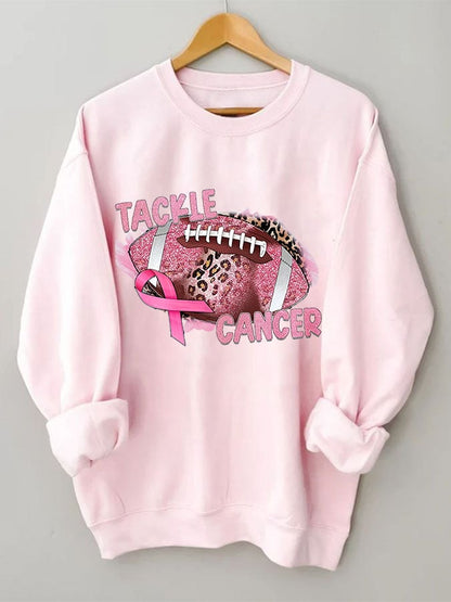 Women's Tackle Breast Cancer Pink Ribbon Football Sweatshirt