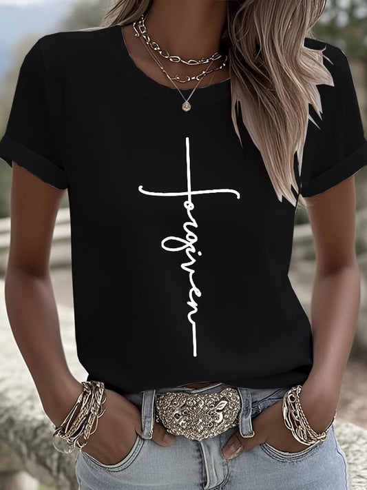 Women's Retro Forgiveness Faith Print T-Shirt