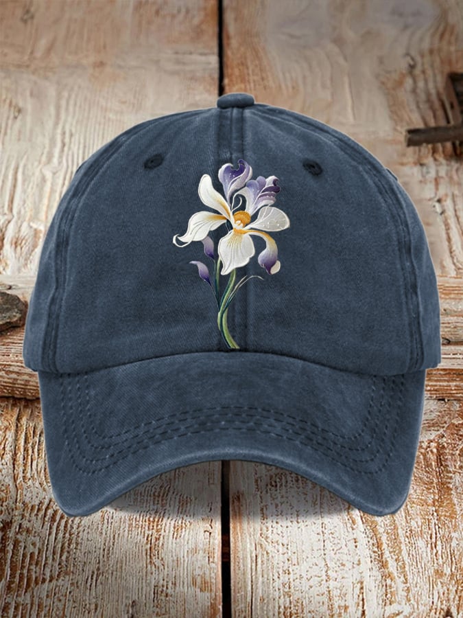 Unisex Distressed Washed Cotton Alzheimer's Awareness Printed Hat