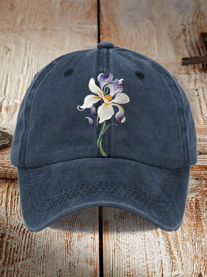 Unisex Distressed Washed Cotton Alzheimer's Awareness Printed Hat