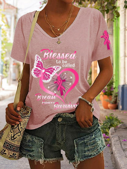 Women's Blessed to be called Breast Cancer Survivor Casual T-Shirt