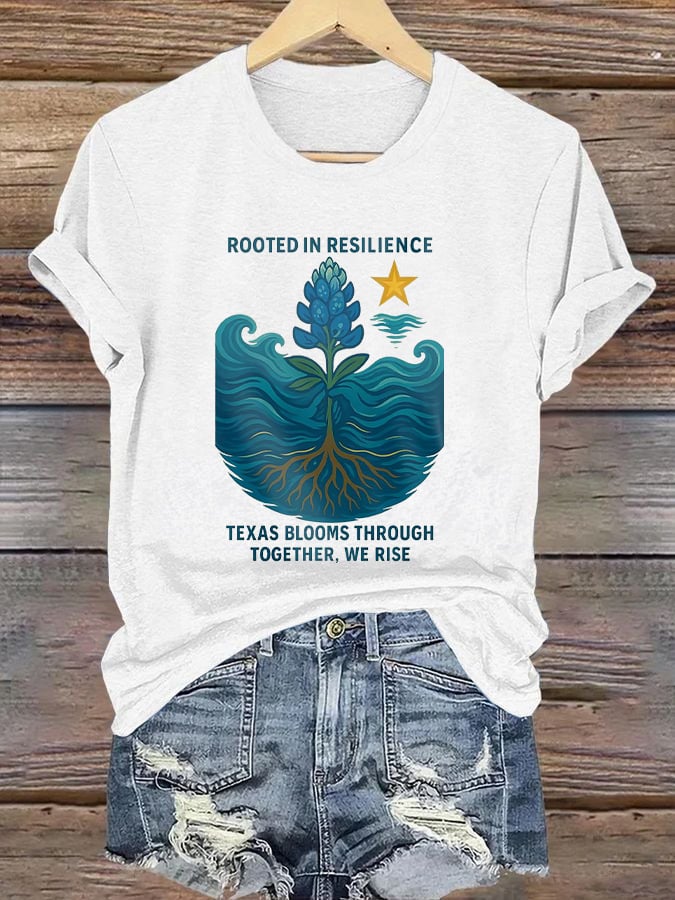 🙏💔Join us in praying for Texas.🙏Retro  Texas Strong Rooted In Resilience Texas Blooms Through Together, We Rise Print T-Shirt