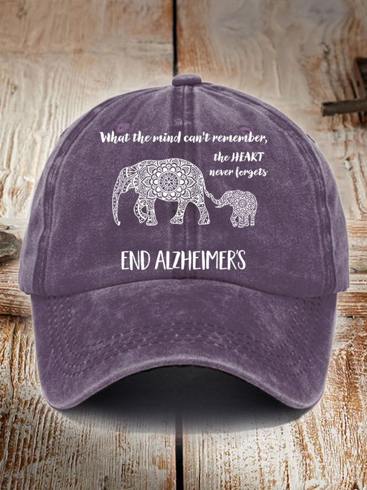 Unisex Distressed Washed Cotton Alzheimer's Disease Awareness Floral  Print Hat