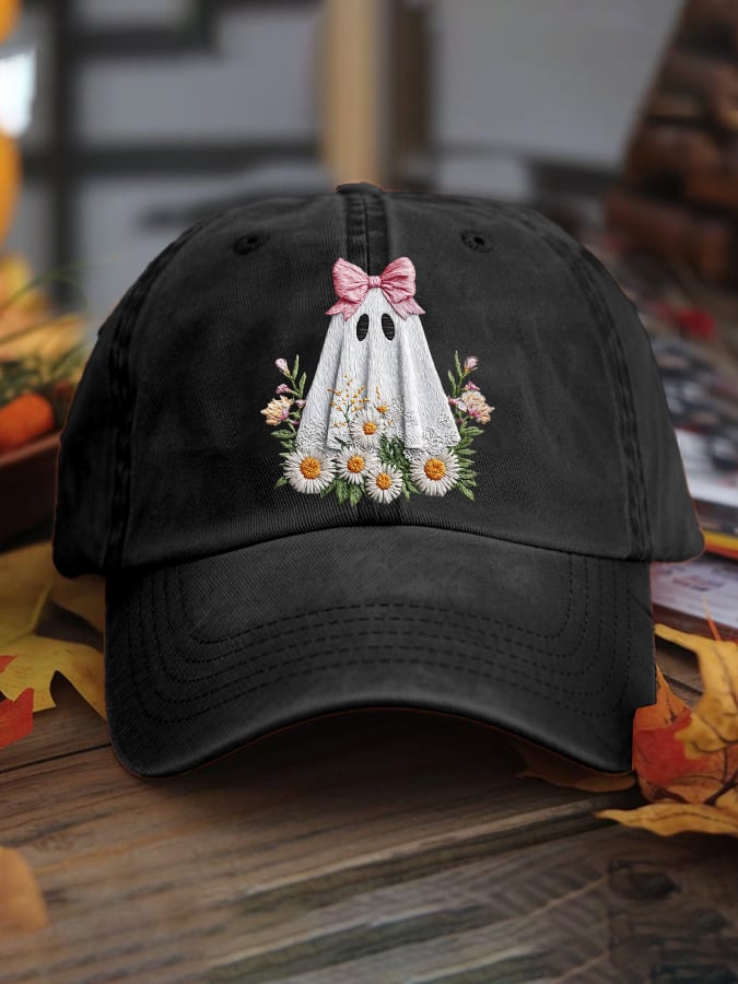Women's casual pink ghost hat