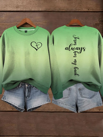 Women's Jesus Has My Back Print  Sweatshirts