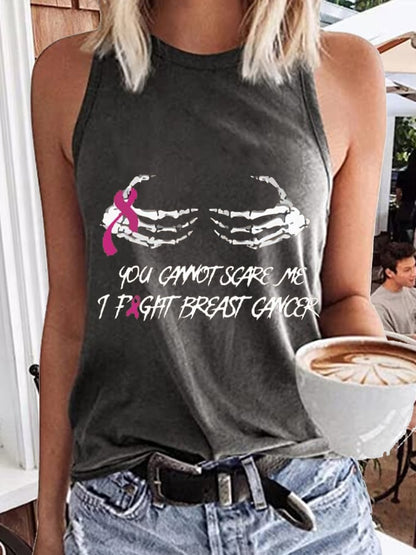 Women's You Cannot Scare Me I  Fight Breast Cancer Awareness Print Tank Top