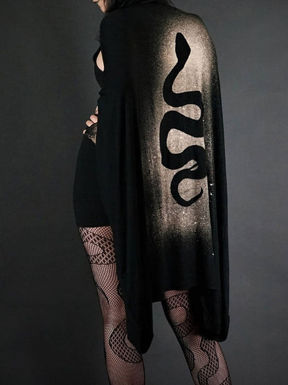 Women's Halloween Witch Snake Printed Hooded Top