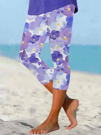 Women's Alzheimer's Forget-Not Floral Design Printed Leggings