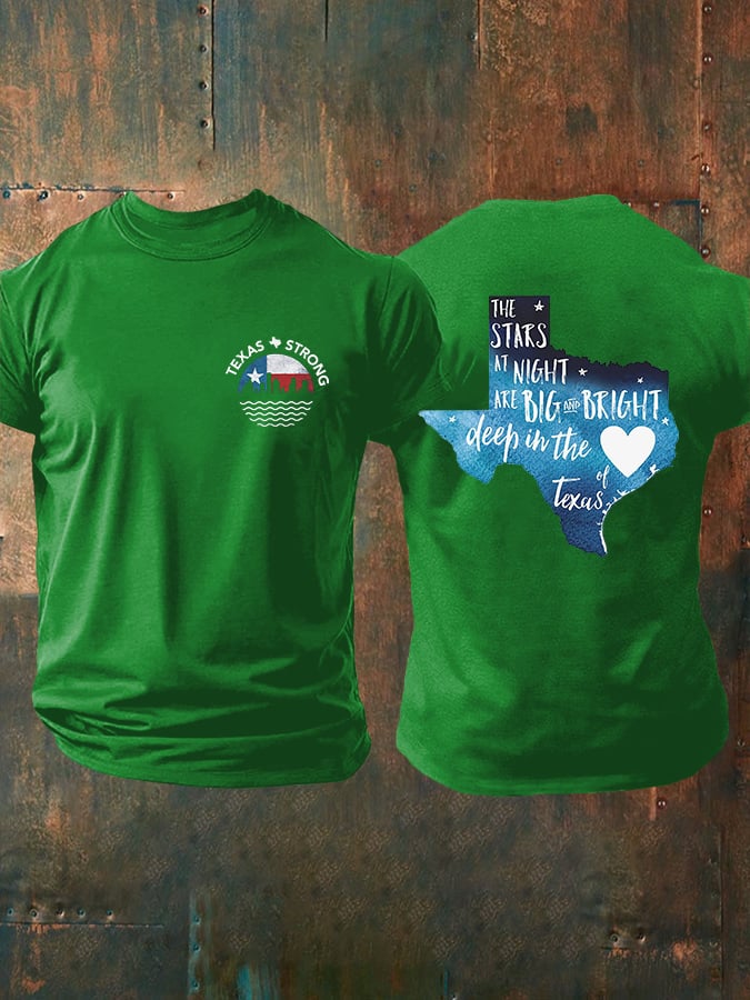 🙏💔Join us in praying for Texas.🙏Retro Man's Texas Strong The Stars At Night Are Big And Bright Deep In The Heart Of Texas Print T-Shirt