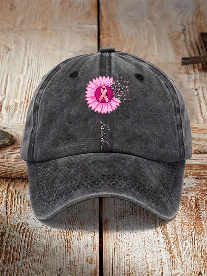 Pink Ribbon Faith Breast Cancer Warrior Supporter Hat