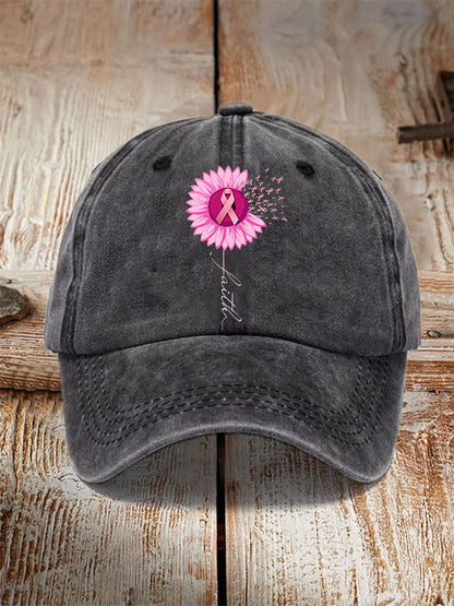 Pink Ribbon Faith Breast Cancer Warrior Supporter Hat
