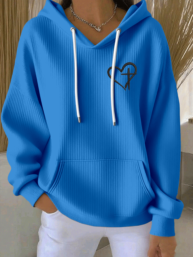 Women's Faith Print Casual Hooded Sweatshirt