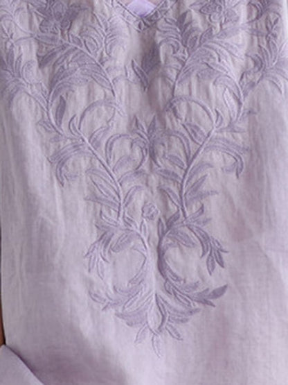 Women's Casual Retro Embroidered Cotton And Linen Shirt