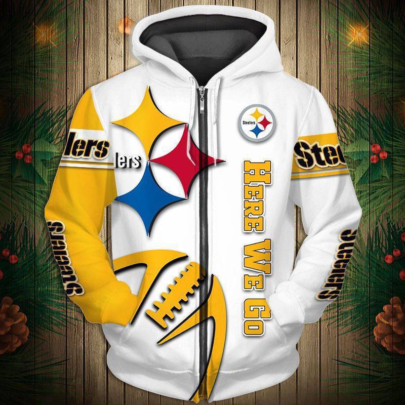 Pittsburgh Steelers  Men's Casual Zipper Hooded Sweatshirts