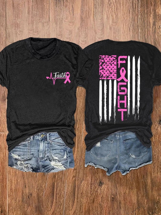 Women's Faith For A Cure Breast Cancer Fighter Supporter Tee