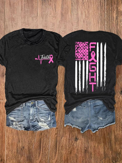 Women's Faith For A Cure Breast Cancer Fighter Supporter Tee
