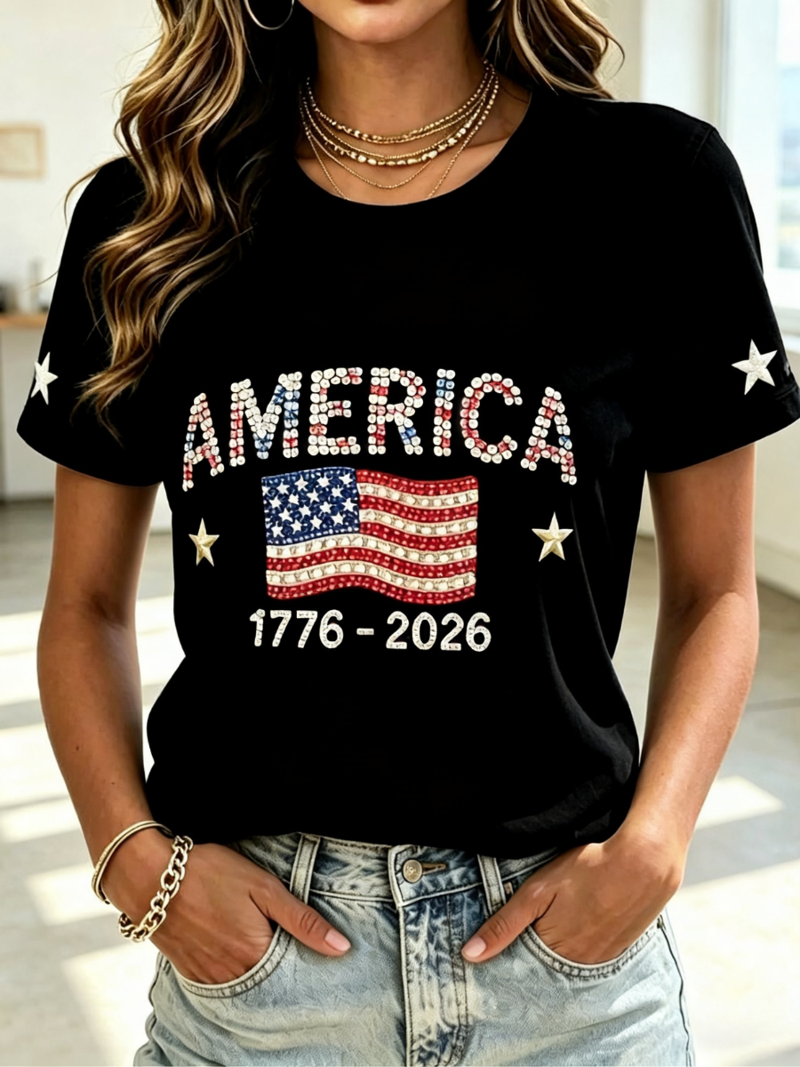 Women's Casual 250th Anniversary Independence Day Printed T-shirt