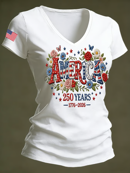 Women's 250th Anniversary Printed Casual T-Shirt