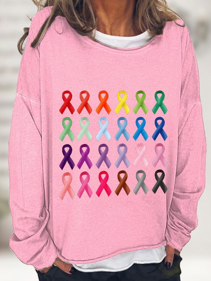 Women's Fight Cancer In All Colors Ribbon Sweatshirt