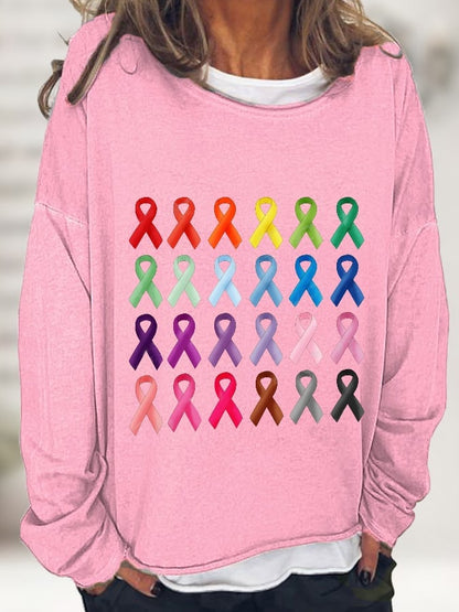 Women's Fight Cancer In All Colors Ribbon Sweatshirt