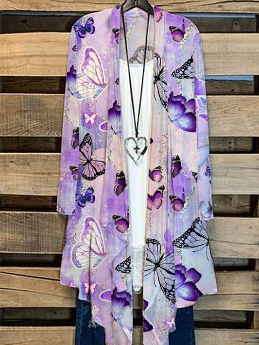 Women's Alzheimers Butterfly Print Casual Cardigan
