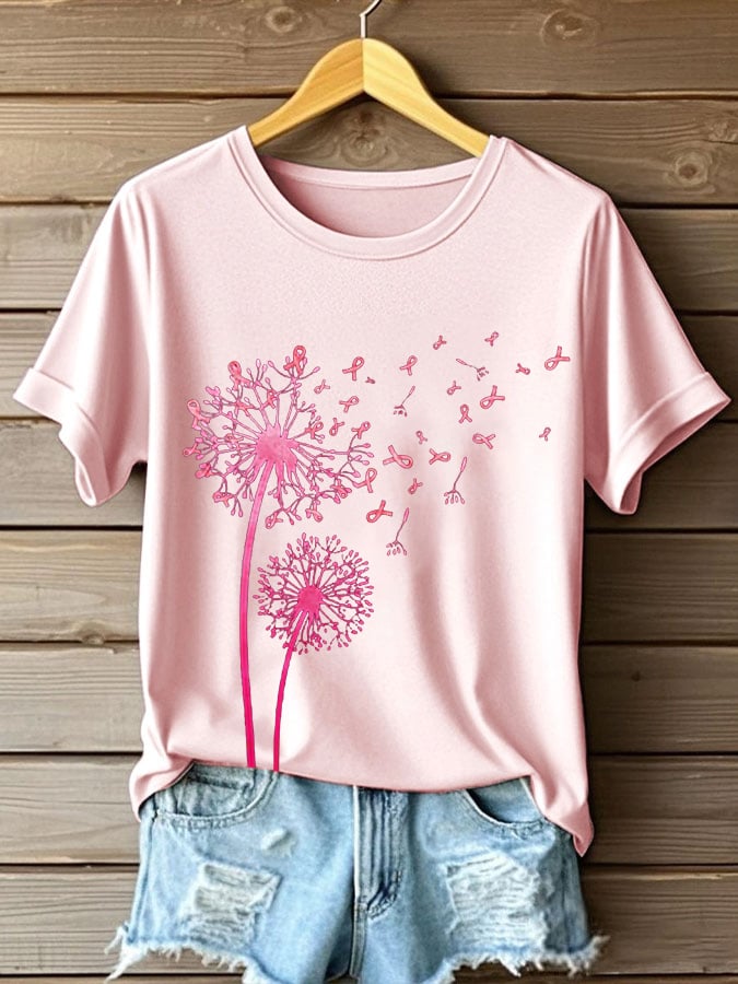 Women's Casual Breast Cancer  Print T-Shirt