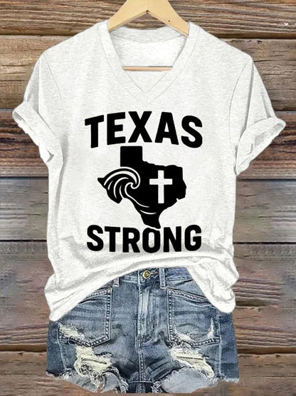 🙏💔Join us in praying for Texas.🙏Women's Texas Strong Printed Short-Sleeved T-Shirt