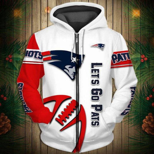 New England Patriots  Men's Casual Zipper Hooded Sweatshirts