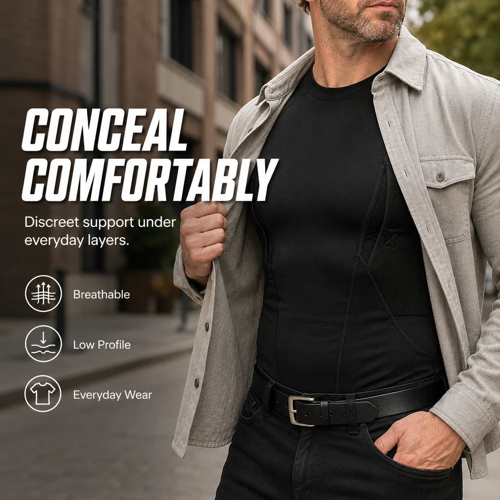 Ambidextrous Concealed Carry Long Sleeve Compression Shirt