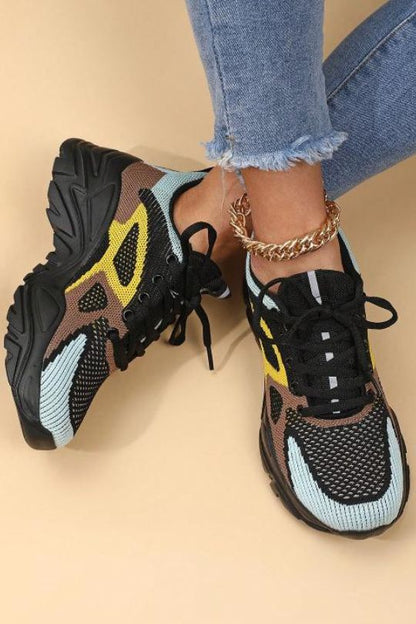 Black and Yellow Chunky Sole Running Shoes