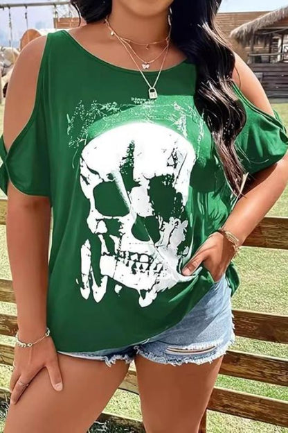 Skeleton Graphic Cold Shoulder T-Shirt