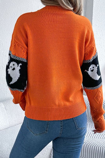 Ghostly Round Neck Long Sleeve Sweater