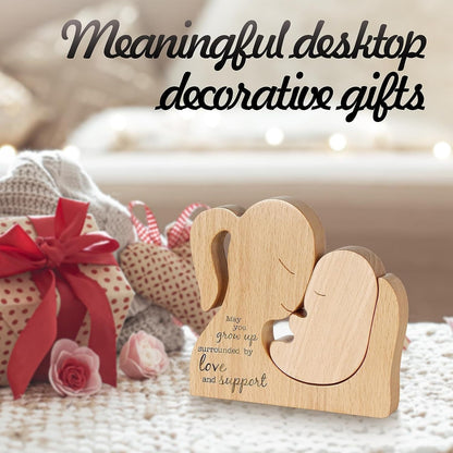 Mother'S Day Gift Wooden Ornaments Festival Mother Baby Statue