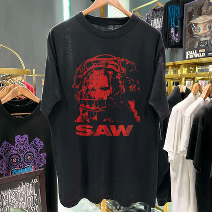 Saw (Red) 2004 Promo Vintage Washed Black T-Shirt