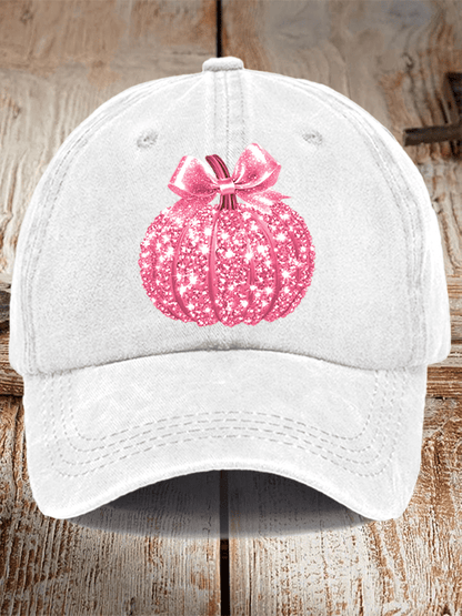 Pink Breast Cancer Sequin Pumpkin Print Hat