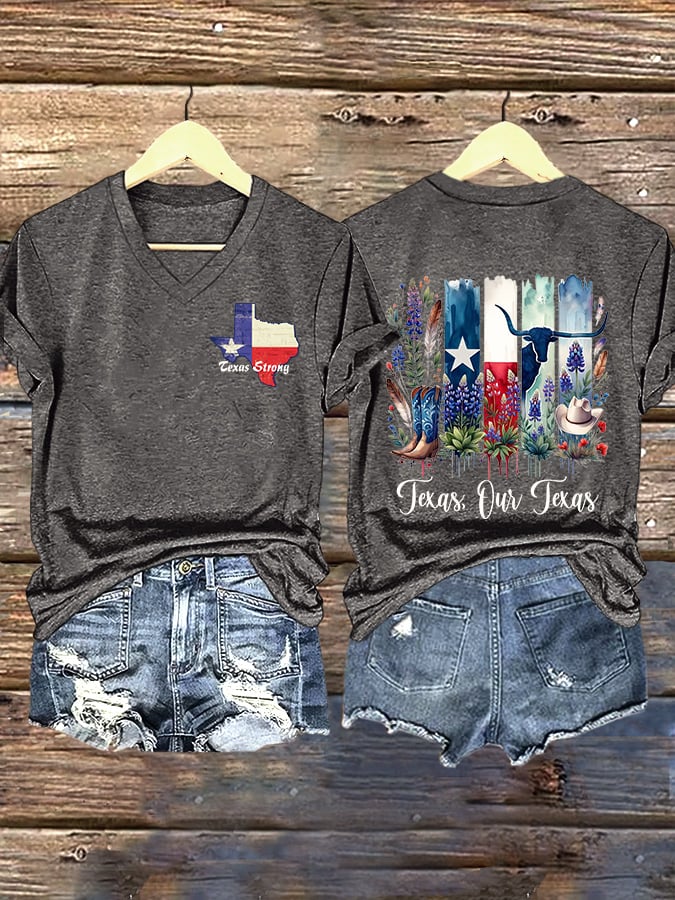 🙏💔Join us in praying for Texas.🙏V-Neck Retro Texas Strong Texas Our Texas Print T-Shirt