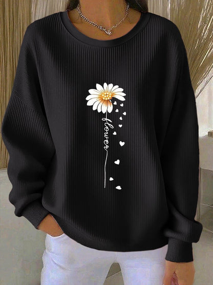 Women's Faith Print Knit Crew Neck Long Sleeve Top