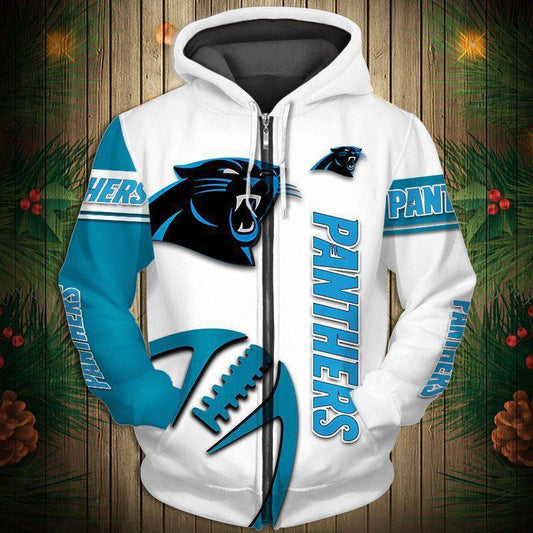 Carolina Panthers Men's Casual Zipper Hooded Sweatshirts