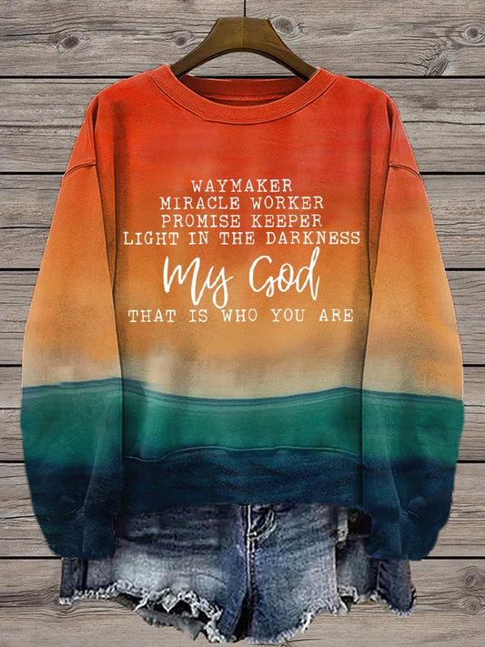 Women's Waymaker Print Crew Neck Sweatshirt
