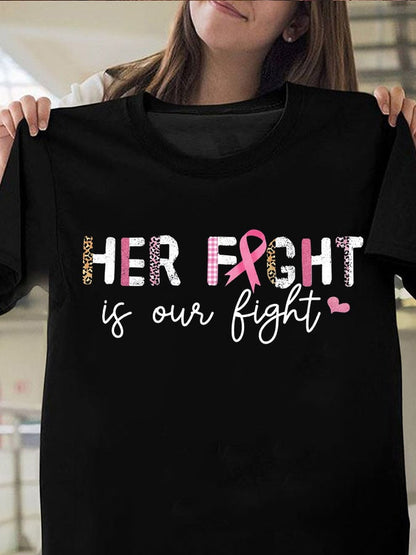 Women's Her Fight Is Our Fight Breast Cancer Awareness T-Shirt