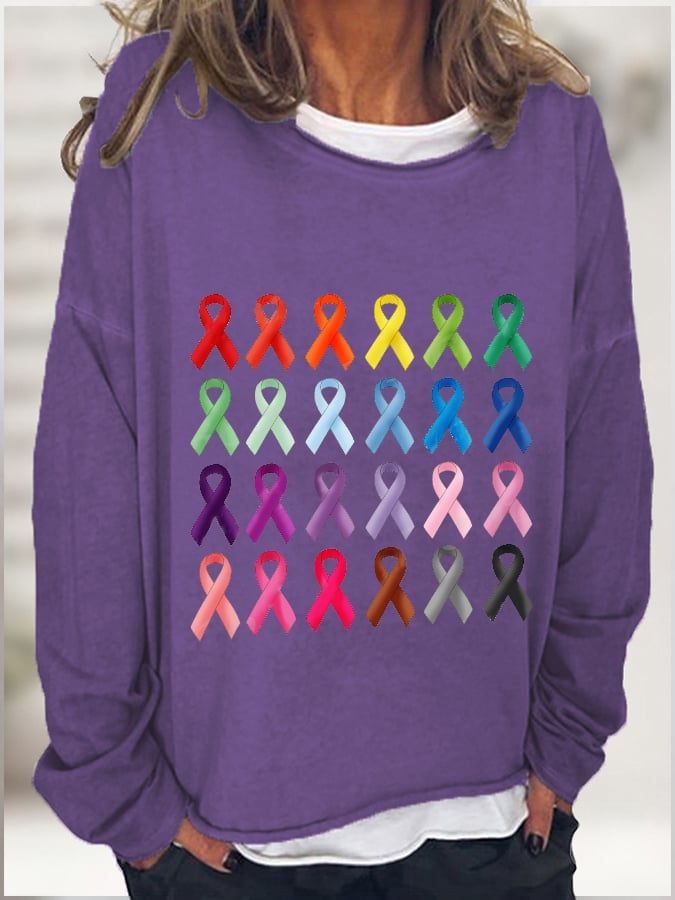 Women's Fight Cancer In All Colors Ribbon Sweatshirt